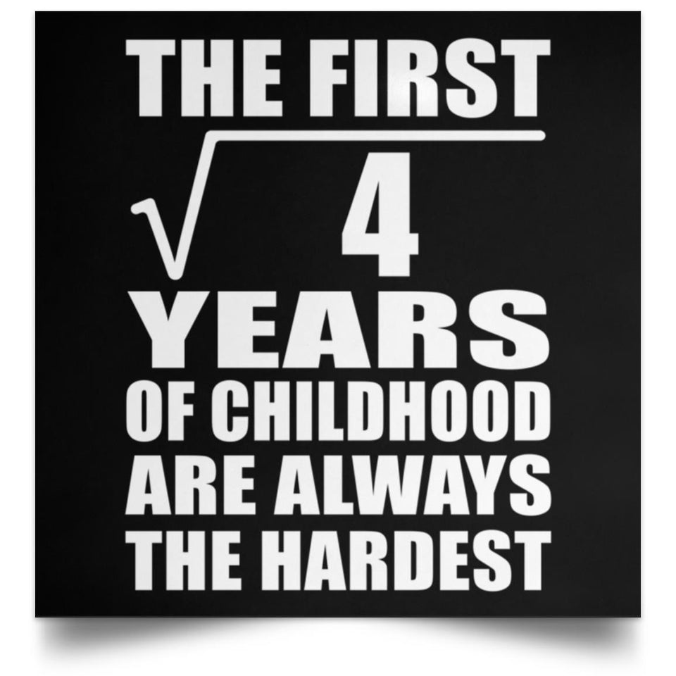 2nd Birthday Square Root of 4 Years of Childhood - Poster Square