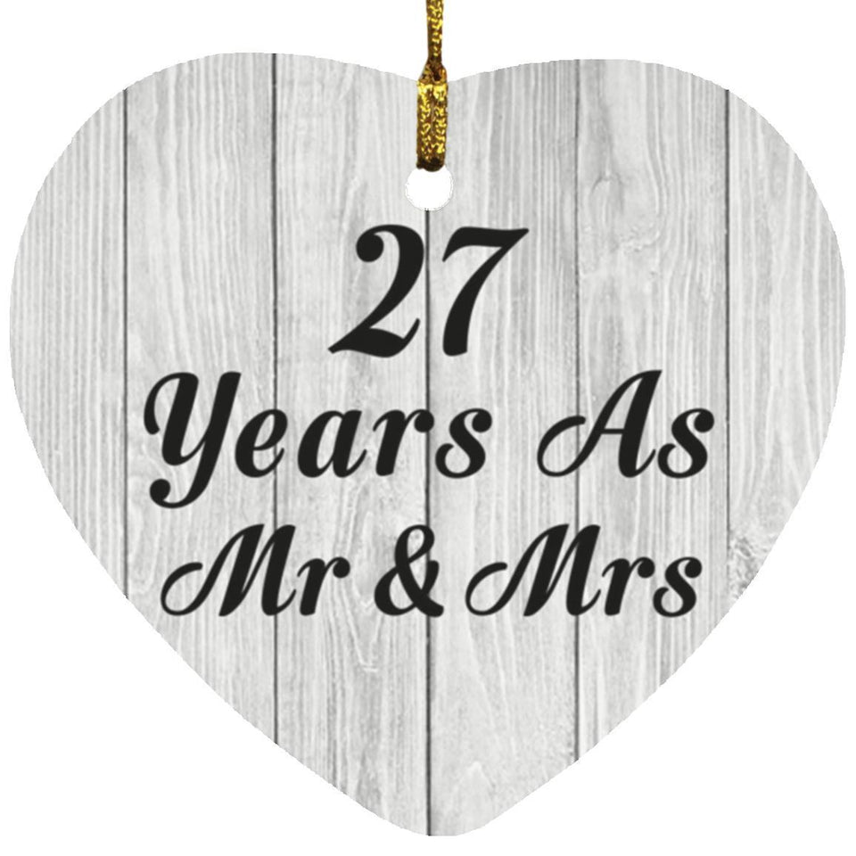27th Anniversary 27 Years As Mr & Mrs - Heart Ornament F