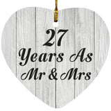 27th Anniversary 27 Years As Mr & Mrs - Heart Ornament F