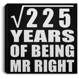 15th Anniversary Square Root of 225 Years of Being Mr Right - Canvas Square