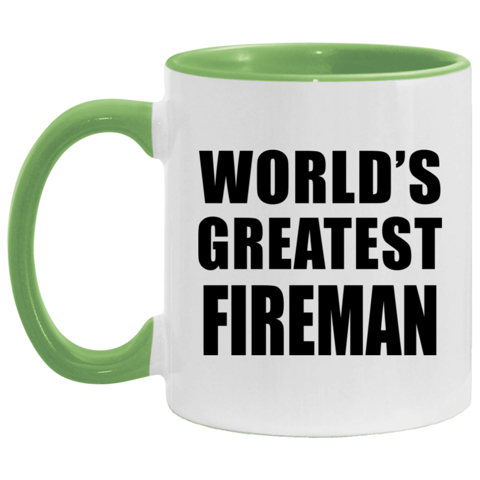 World's Greatest Fireman - 11oz Accent Mug Green