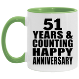 Happy 51st Anniversary 51 Years & Counting - 11oz Accent Mug Green