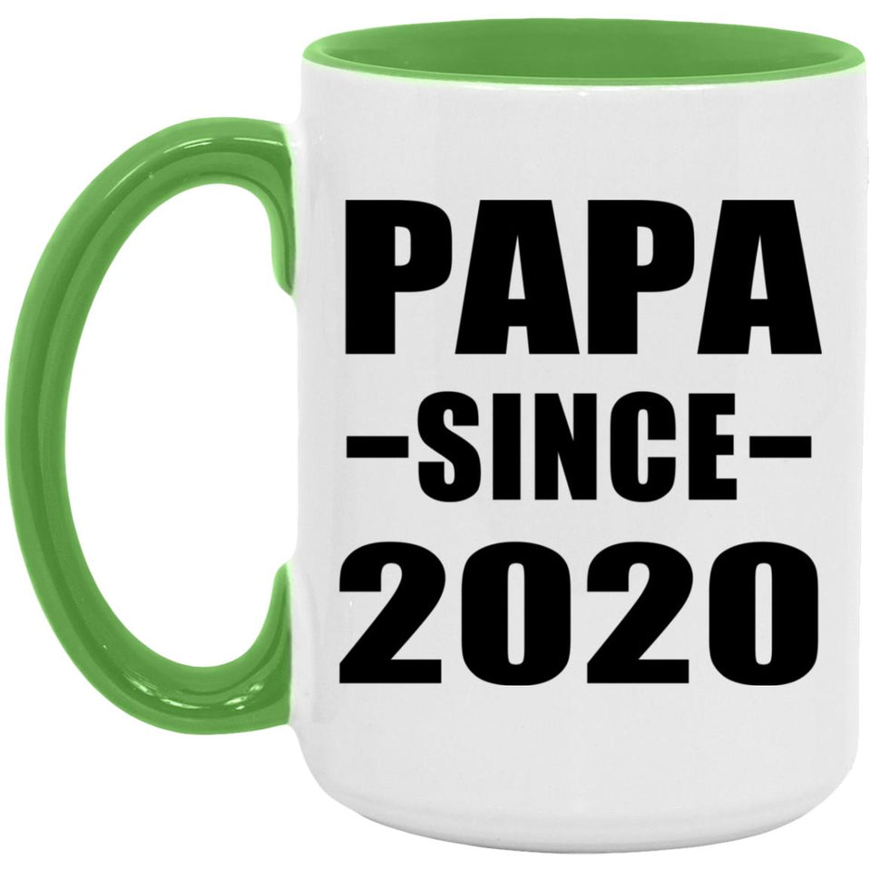 Papa Since 2020 - 15oz Accent Mug Green