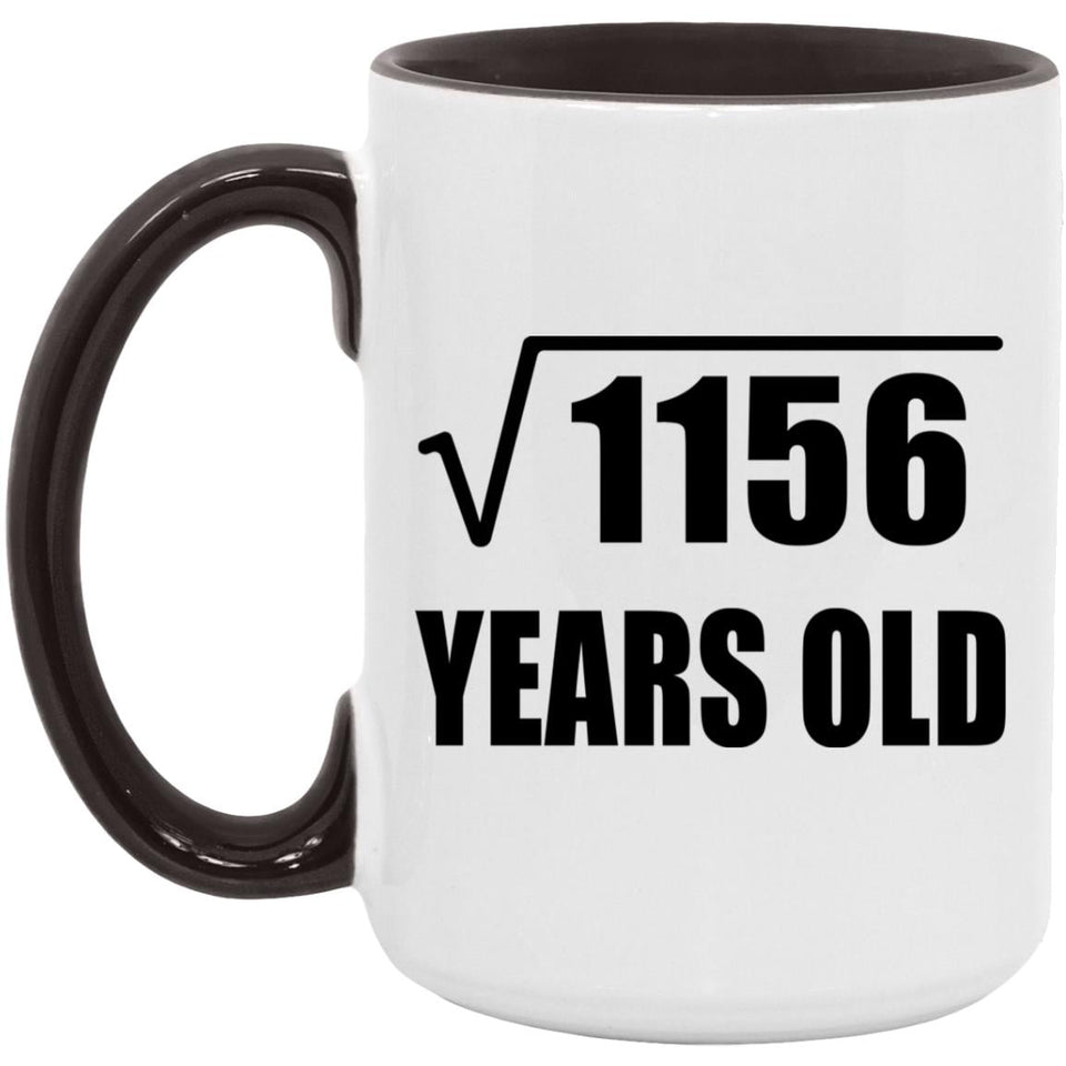 34th Birthday Square Root of 1156 Years Old - 15oz Accent Mug Black