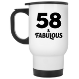 58th Birthday 58 & Fabulous - White Travel Mug