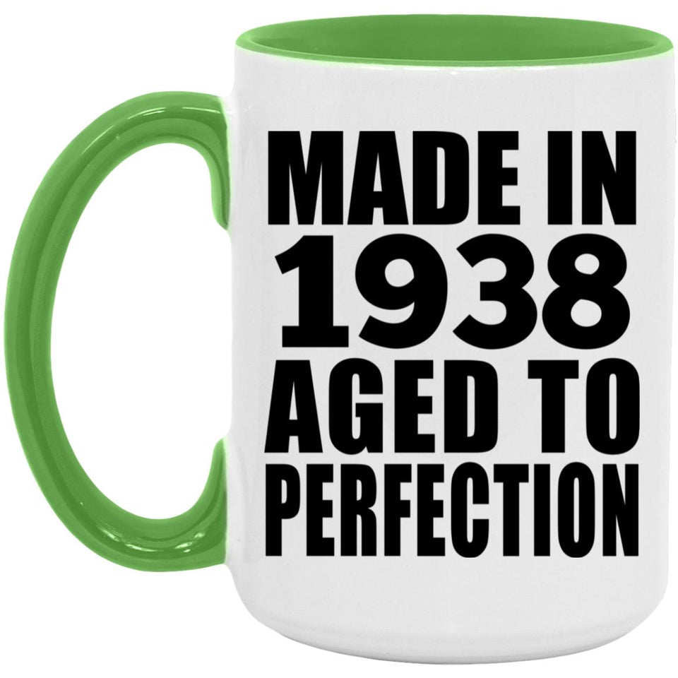 86th Birthday Made In 1938 Aged to Perfection - 15oz Accent Mug Green
