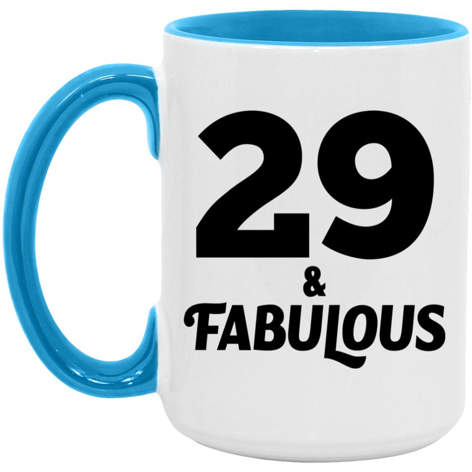 29th Birthday 29 & Fabulous - 15oz Accent Mug Blue