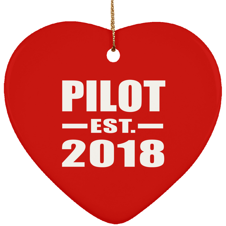 Pilot Established EST. 2018 - Heart Ornament