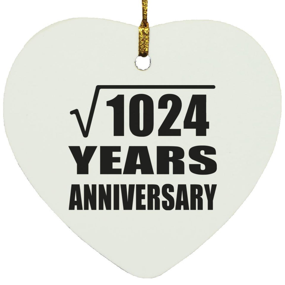 32nd Anniversary Square Root of 1024 Years Anniversary - Heart Ornament