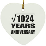 32nd Anniversary Square Root of 1024 Years Anniversary - Heart Ornament
