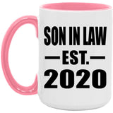 Son In Law Established EST. 2020 - 15oz Accent Mug Pink