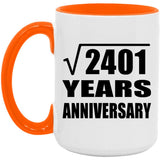 49th Anniversary Square Root of 2401 Years Anniversary - 15oz Accent Mug Orange