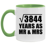 62nd Anniversary Square Root of 3844 Years As Mr & Mrs - 11oz Accent Mug Green