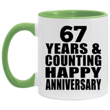 Happy 67th Anniversary 67 Years & Counting - 11oz Accent Mug Green
