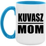 Kuvasz Mom - 15oz Accent Mug Blue
