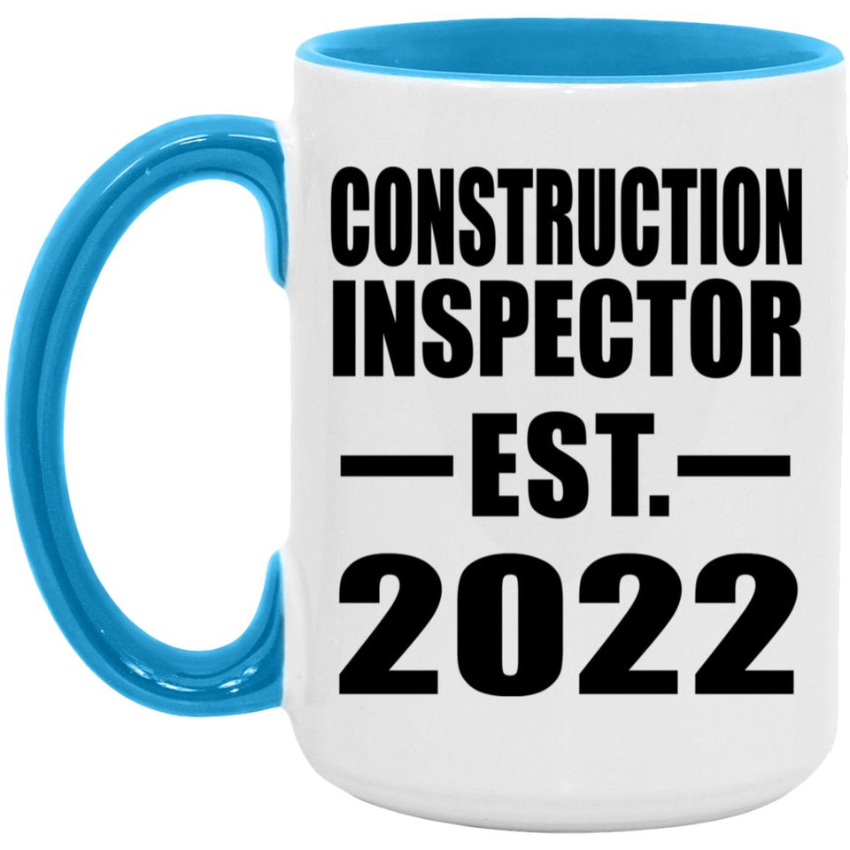 Construction Inspector Established EST. 2022 - 15oz Accent Mug Blue