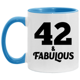 42nd Birthday 42 & Fabulous - 11oz Accent Mug Blue