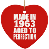 61st Birthday Made In 1963 Aged to Perfection - Heart Ornament
