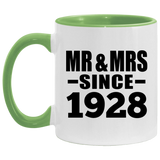 96th Anniversary Mr & Mrs Since 1928 - 11oz Accent Mug Green