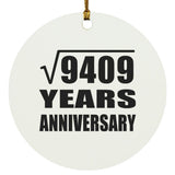 97th Anniversary Square Root of 9409 Years Anniversary - Circle Ornament