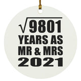 99th Anniversary Square Root of 9801 Years As Mr & Mrs 2021 - Circle Ornament