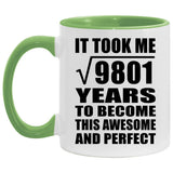 99th Birthday Took Square Root of 9801 Years To Awesome - 11oz Accent Mug Green