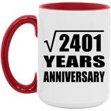 49th Anniversary Square Root of 2401 Years Anniversary - 15oz Accent Mug Red