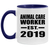 Animal Care Worker Established EST. 2019 - 11oz Accent Mug Purple