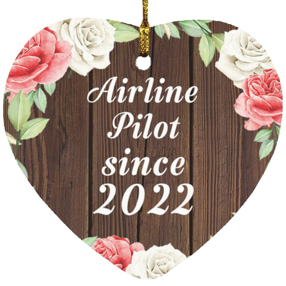 Airline Pilot Since 2022 - Heart Ornament A