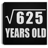 25th Birthday Square Root of 625 Years Old - Canvas Square