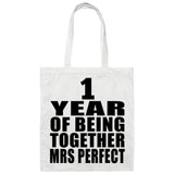 1st Anniversary 1 Year Of Being Mrs Perfect - Tote Bag White