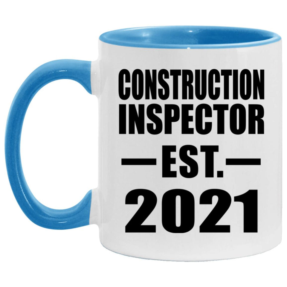 Construction Inspector Established EST. 2021 - 11oz Accent Mug Blue