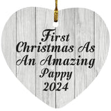 First Christmas As An Amazing Pappy 2024 - Heart Ornament F