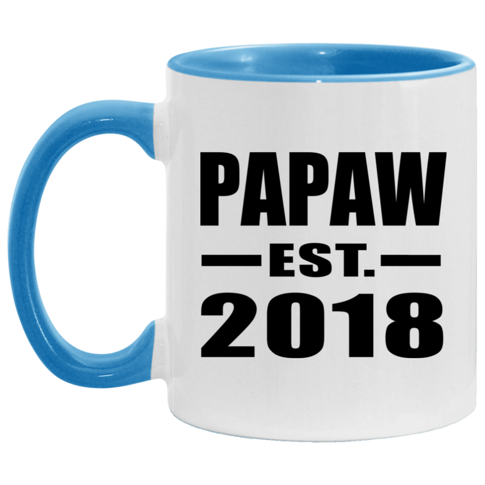 Papaw Established EST. 2018 - 11oz Accent Mug Blue