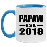 Papaw Established EST. 2018 - 11oz Accent Mug Blue
