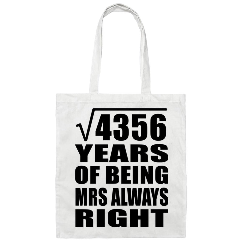66th Anniversary Square Root of 4356 Years Mrs Always Right - Tote Bag White
