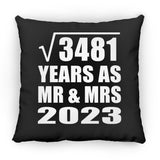 59th Anniversary Square Root of 3481 Years As Mr & Mrs 2023 - Throw Pillow Black