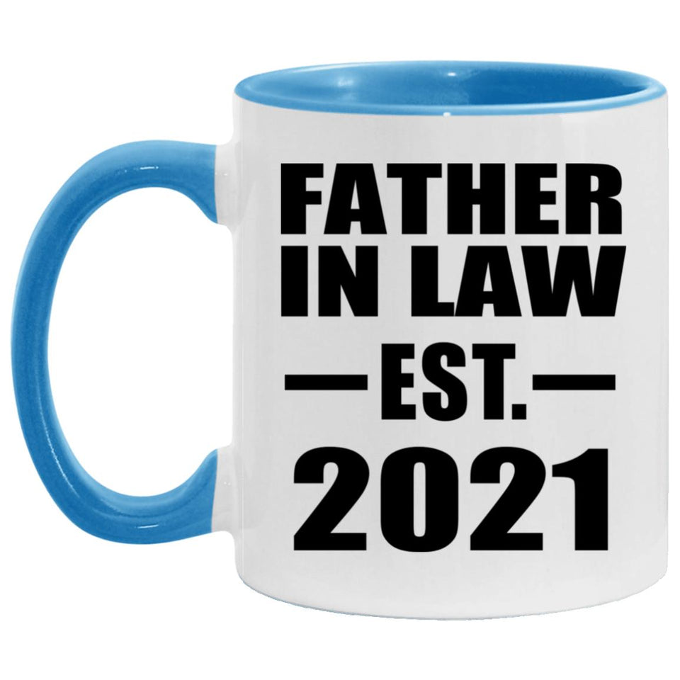 Father In Law Established EST. 2021 - 11oz Accent Mug Blue