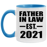 Father In Law Established EST. 2021 - 11oz Accent Mug Blue