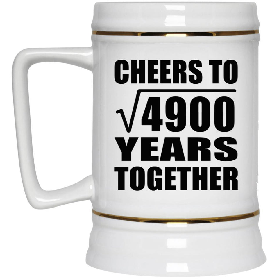 70th Anniversary Cheers To Square Root of 4900 Years Together - Beer Stein