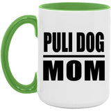 Puli Dog Mom - 15oz Accent Mug Green