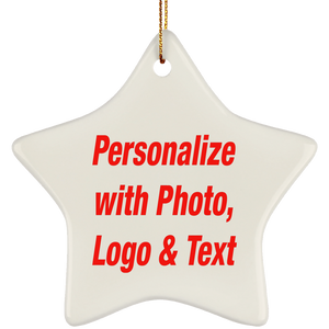 Personalized Custom Gift, Add Photo Logo Text Picture - Ceramic Ornament