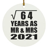 8th Anniversary Square Root of 64 Years As Mr & Mrs 2021 - Circle Ornament