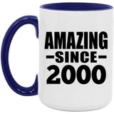 24th Birthday Amazing Since 2000 - 15oz Accent Mug Purple
