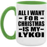 All I Want For Christmas Is My Lykoi - 15oz Accent Mug Green
