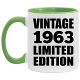 61st Birthday Vintage 1963 Limited Edition - 11oz Accent Mug Green