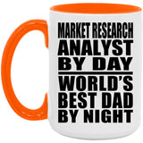Market Research Analyst By Day World's Best Dad By Night - 15oz Accent Mug Orange