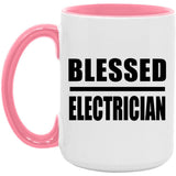 Blessed Electrician - 15oz Accent Mug Pink