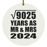 95th Anniversary Square Root of 9025 Years As Mr & Mrs 2024 - Circle Ornament