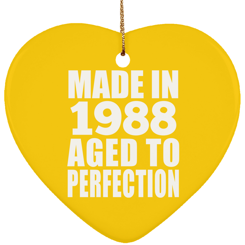 36th Birthday Made In 1988 Aged to Perfection - Heart Ornament